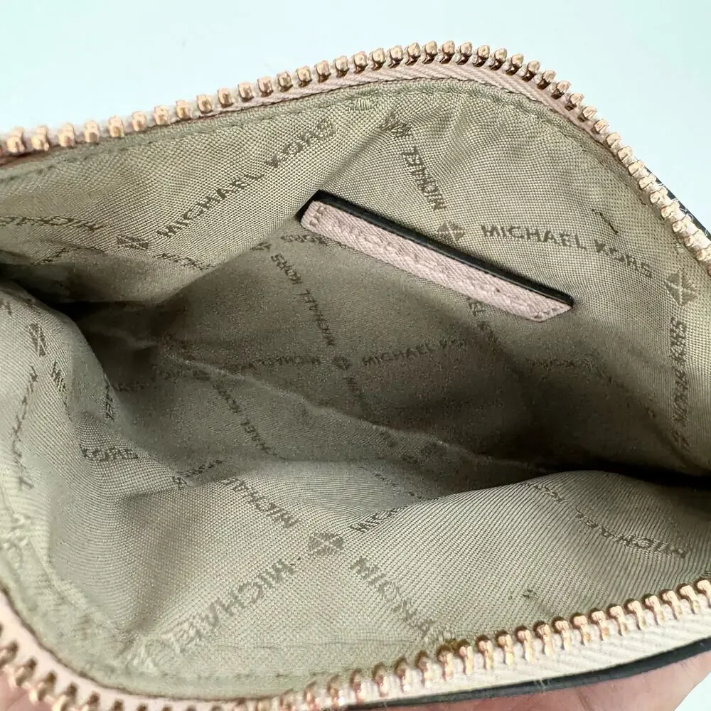 Michael Kors Saffiano Leather Zip Flat Wallet Pouch Card Holder